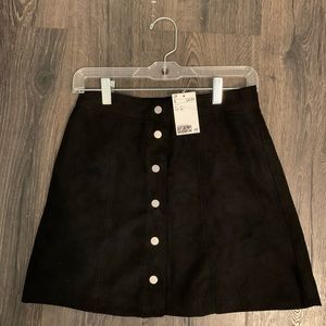 Black button up mini skirt